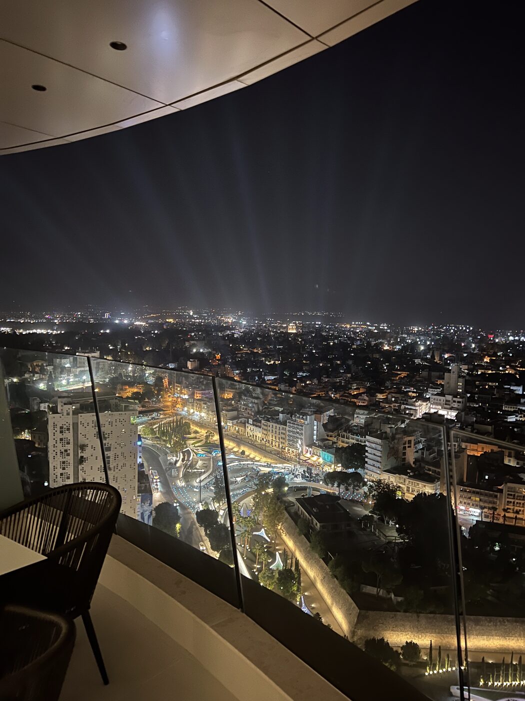 City lights from the balcony at night